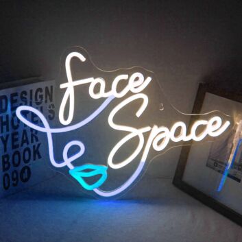 Face Space Line Art Neon Sign