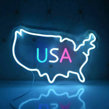USA Map Neon Sign