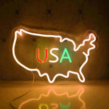 USA Map Neon Sign