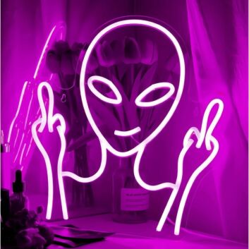 Alien Taunting Gesture Neon Sign