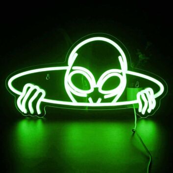 Alien in UFO Neon Sign