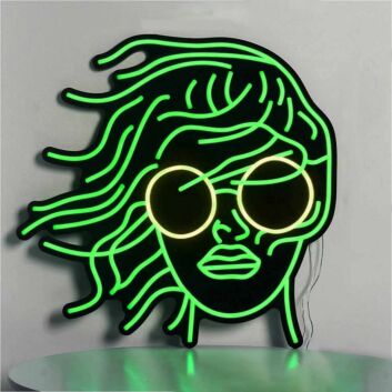 Female Headshot With Sunglasses Neon Black Backsplash