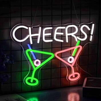 Colorful Cheers Bar Drink Neon Sign