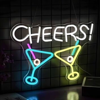 Colorful Cheers Bar Drink Neon Sign