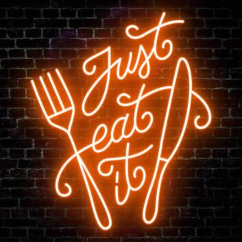 Vibrant Just Eat It Restaurant Neon Sign