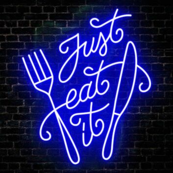 Vibrant Just Eat It Restaurant Neon Sign