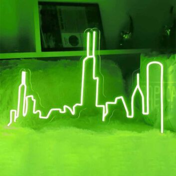 City Skyline Abstract Lines Artistic Neon Sign