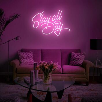 Slay All Day Neon Sign Motivational LED Wall Art for Gyms and Studios