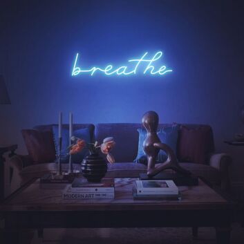 Breathe Neon Sign for Relaxation Spaces and Yoga Studios