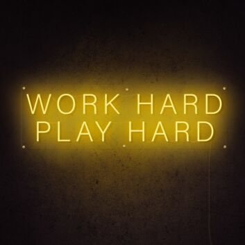 Work Hard Play Hard Neon Sign for Motivational and Inspirational Spaces