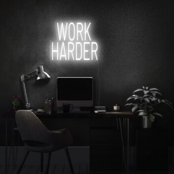 Work Harder Neon Sign for Motivational and Inspirational Spaces