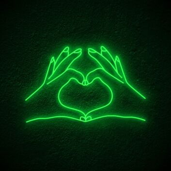 Heart Hand Neon Sign for Loving and Positive Spaces
