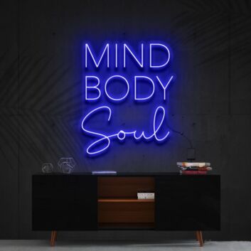 Mind Body Soul Neon Sign for Yoga and Meditation Spaces