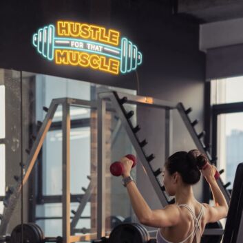 Hustle For That Muscle Neon Sign for Gyms and Motivational Spaces