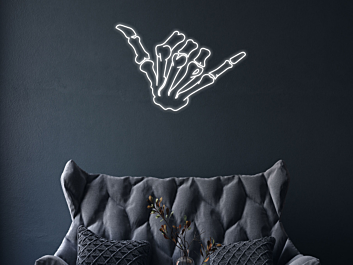 Hang Loose Skeleton Hand Neon Sign for Fun and Playful Spaces