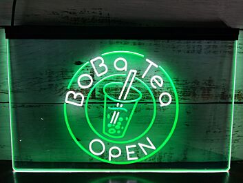 Boba Tea Bubble Tea Open Dual LED Neon Sign for Refreshing and Fun Spaces
