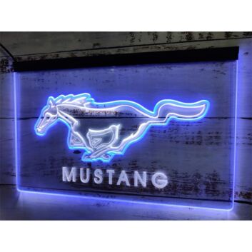 Ford Mustang Dual LED Neon Sign for Car Enthusiasts