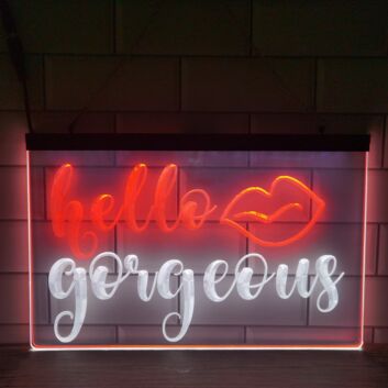 Hello Gorgeous Dual LED Neon Sign for Positive and Stylish Spaces