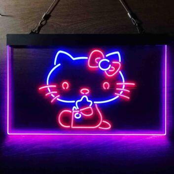 Hello Kitty Dual LED Neon Sign for Fans and Playful Spaces