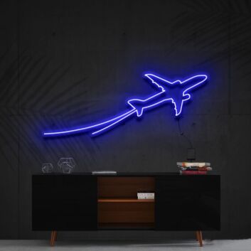 Airplane Take Off Neon Sign for Travel and Adventure Themes