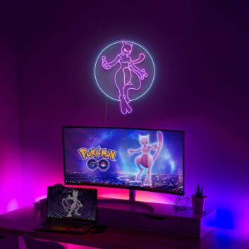 Flying Mewtwo Neon Sign for Anime Fans