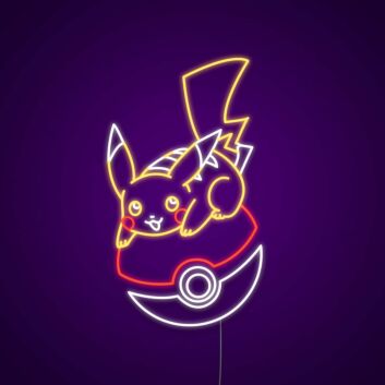 Pikachu On Pokeball Neon Sign for Anime Fans