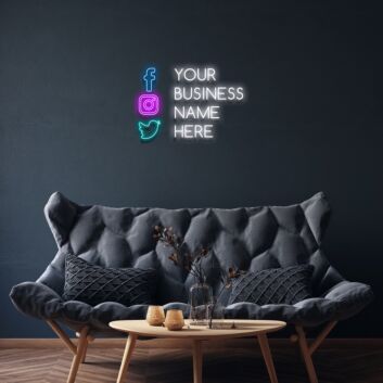 Social Media Icons Custom Neon Sign for Modern and Fun Spaces