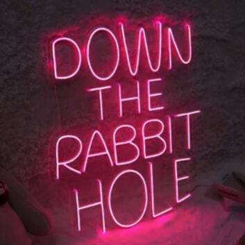 Down The Rabbit Hole Neon Sign for Whimsical and Fun Spaces