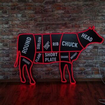 Cow Butcher Shop Neon Sign for Butcher Shops and Restaurants