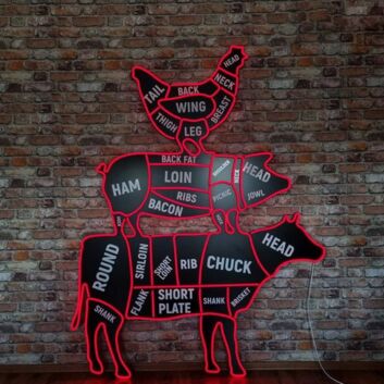 Cow Butcher Shop Neon Sign for Butcher Shops and Restaurants