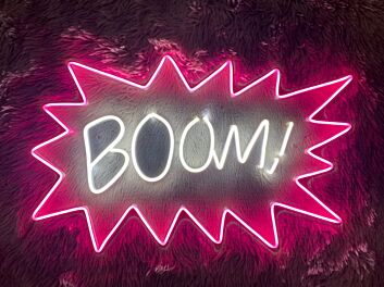 Boom Neon Sign for Fun and Energetic Spaces