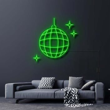 Disco Ball Neon Sign for Party and Social Spaces