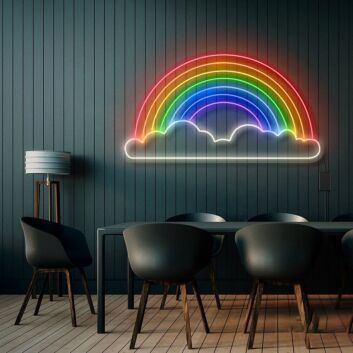 Rainbow With Cloud Neon Sign for Whimsical and Fun Spaces