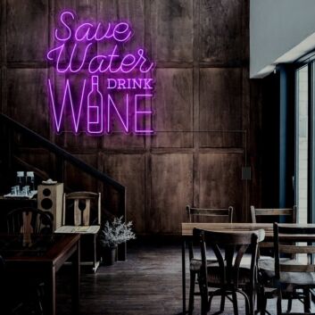 Save Water Drink Wine Neon Sign for Fun and Social Spaces