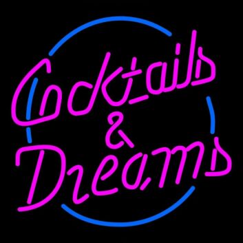 Neon Cocktails & Dreams Signs Pink And Blue Light for Bars and Social Spaces