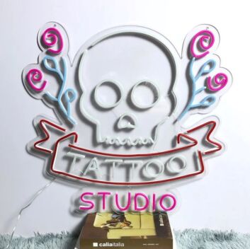 Tattoo And Skull Neon Sign for Tattoo Studios