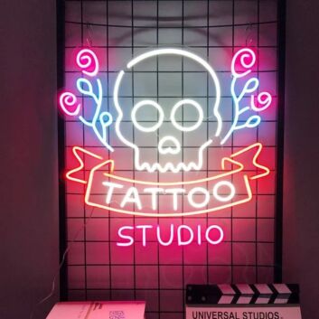 Tattoo And Skull Neon Sign for Tattoo Studios