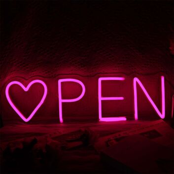 Heart Open Neon Sign for Romantic and Loving Spaces