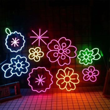 Colorful Flowers Neon Sign for Floral and Elegant Decor