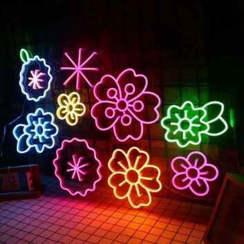 Colorful Flowers Neon Sign for Floral and Elegant Decor