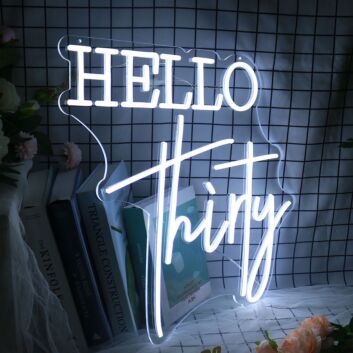 Hello Thirty Neon Sign for Birthday and Celebratory Spaces