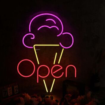 Ice Cream Open Neon Sign for Sweet and Fun Spaces