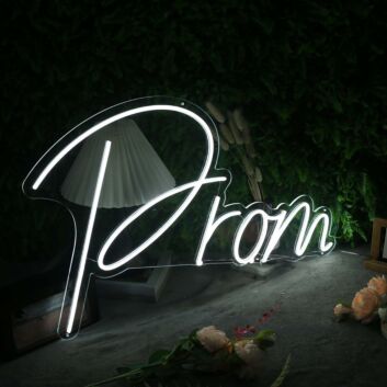 Prom White Custom Neon Sign for Celebratory Spaces