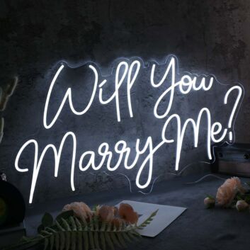 Will You Marry Me White Custom Neon Sign for Engagement and Celebratory Spaces