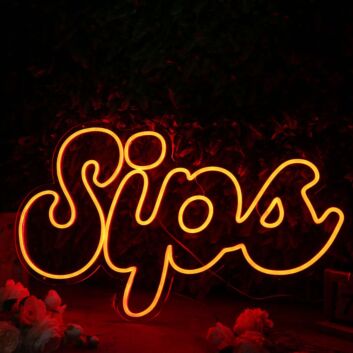Sips Orange Neon Sign for Fun and Social Spaces