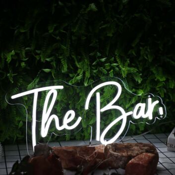 The Bar White Neon Sign for Bars and Social Spaces