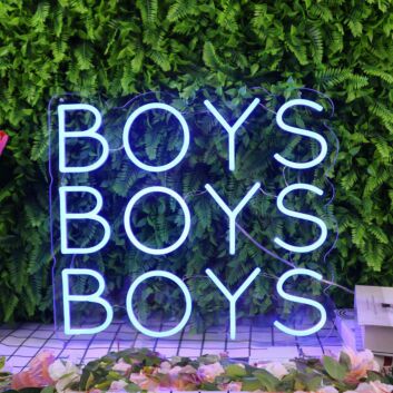 BOYS BOYS BOYS Blue Neon Sign for Fun and Playful Spaces