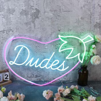 Dudes Eggplant Custom Neon Sign for Fun and Playful Spaces