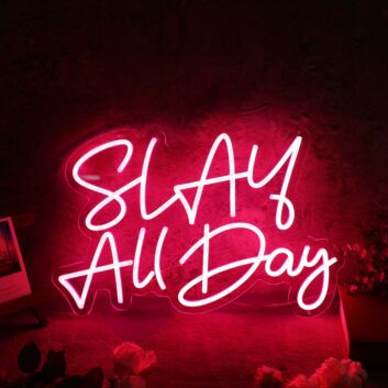 Slay All Day Red LED Custom Neon Sign for Empowering and Bold Spaces