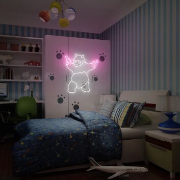Panda Gun Neon Sign for Whimsical and Fun Spaces